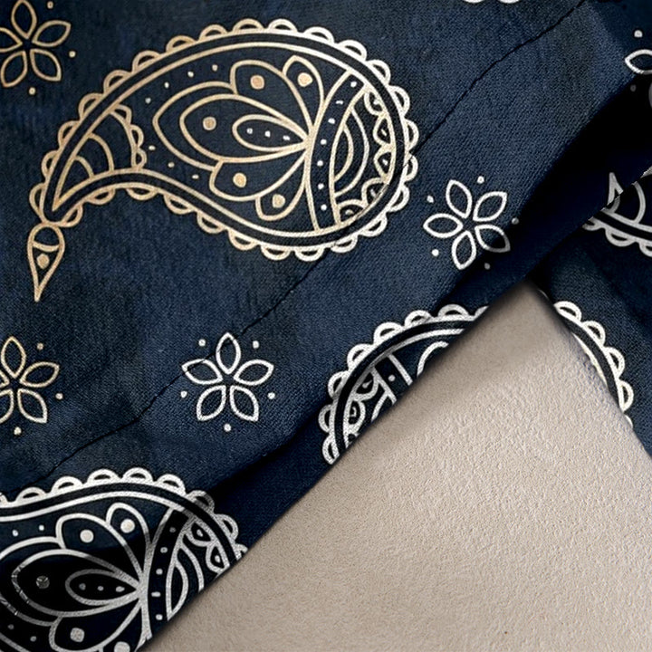 Buddha Stones Elegante Damenhose aus reiner Baumwolle mit Paisley-Muster, elastischem Bund und Taschen - image 2