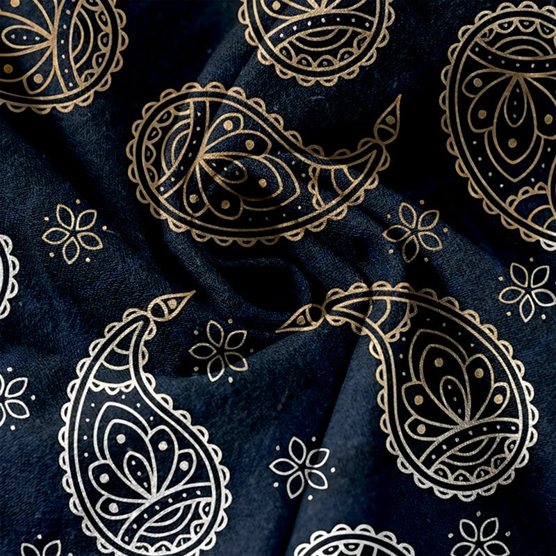 Buddha Stones Elegante Damenhose aus reiner Baumwolle mit Paisley-Muster, elastischem Bund und Taschen - image 3
