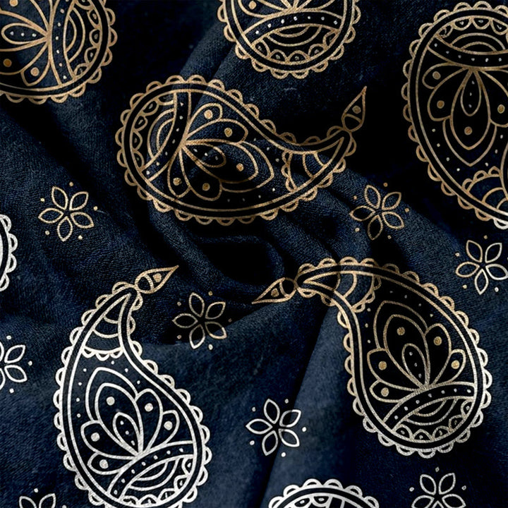 Buddha Stones Elegante Damenhose aus reiner Baumwolle mit Paisley-Muster, elastischem Bund und Taschen - image 3