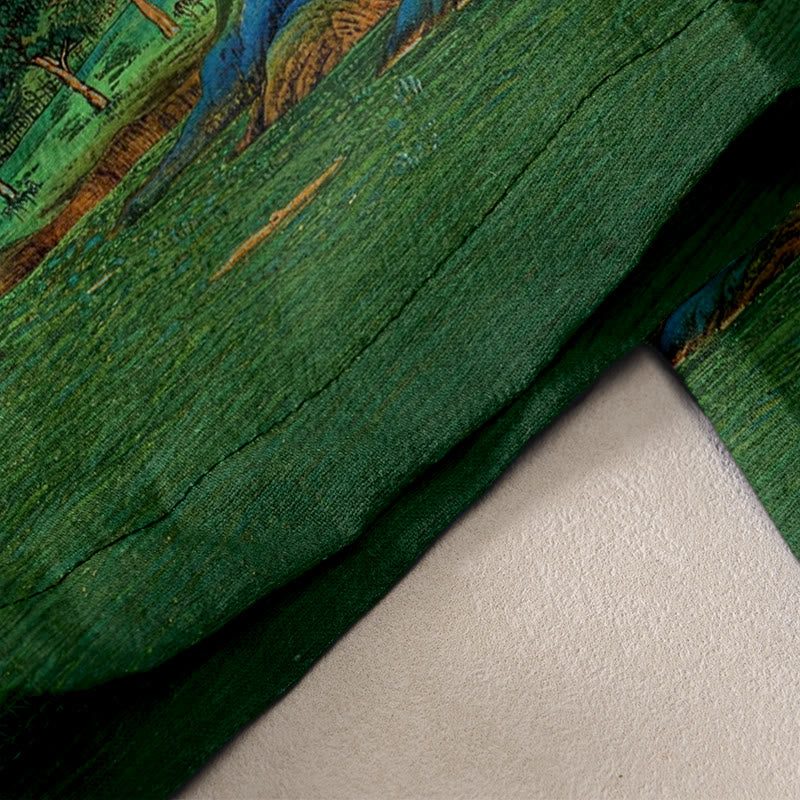 Buddha Stones Damenhose aus reiner Baumwolle mit Naturlandschaftsmuster, elastischem Bund und Taschen - image 2