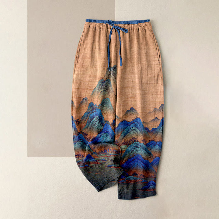 Buddha Stones Damenhose aus reiner Baumwolle mit Naturlandschaftsmuster, elastischem Bund und Taschen - BurlyWood - US16, UK/AU20, EU48 (3XL) - image 4