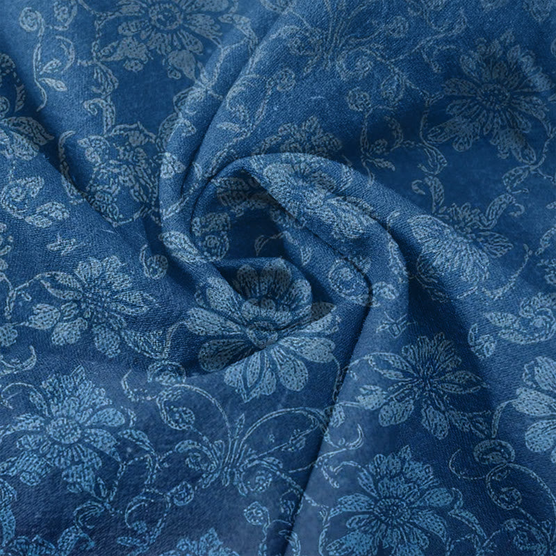 Buddha Stones Damenhose aus reiner Baumwolle mit Retro-Blumenmuster, elastischem Bund und Taschen - image 3