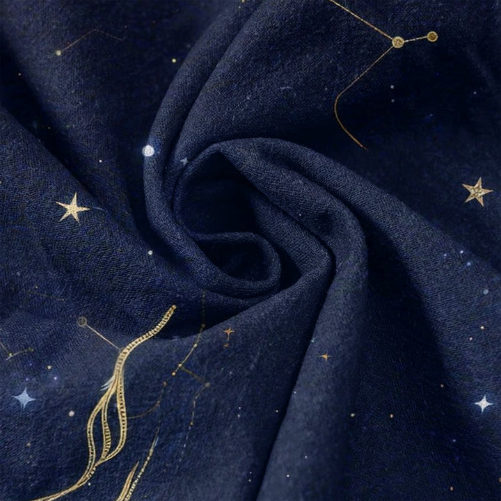 Buddha Stones Damenhose aus reiner Baumwolle mit Sternenhimmel-, Ozean- und Fabelwesenmuster, elastischem Bund und Taschen - image 3