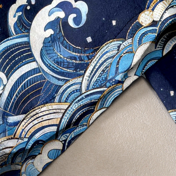 Buddha Stones Damenhose aus reiner Baumwolle mit Sternenhimmel-, Ozean- und Fabelwesenmuster, elastischem Bund und Taschen - image 2