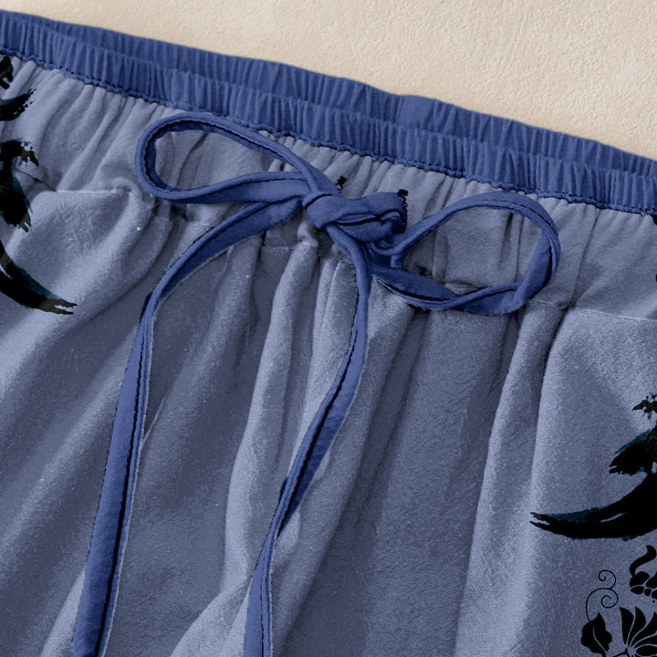 Buddha Stones Lässige Damen-Baumwollhose mit Dharma-Rad-Lotus-OM-Muster, elastischem Bund und Taschen - image 1