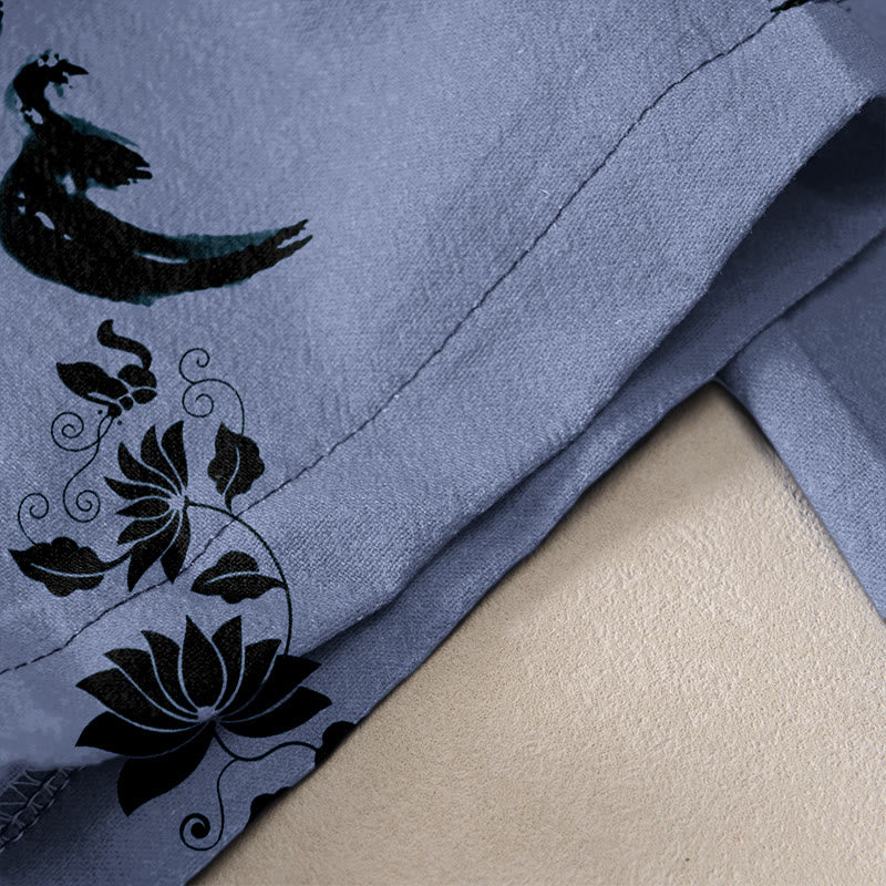 Buddha Stones Lässige Damen-Baumwollhose mit Dharma-Rad-Lotus-OM-Muster, elastischem Bund und Taschen - image 2