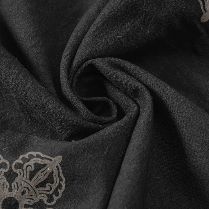 Buddha Stones Lässige Baumwollhose mit Lotusblumen-Doppel-Dorje-Vajra-Namaste-Om-Design für Damen, elastischer Bund und Taschen - image 3