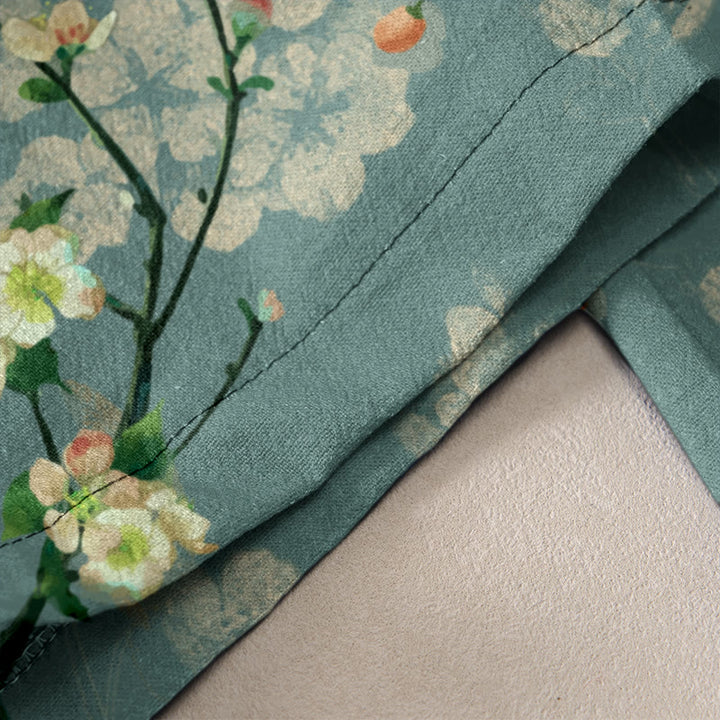 Buddha Stones Lässige Baumwollhose für Damen mit Pfirsichblüten- und Gänsemuster, elastischem Bund und Taschen - image 2