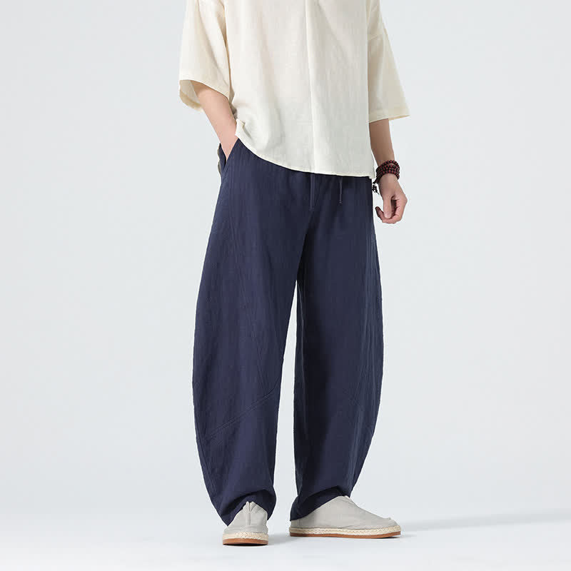 Buddha Stones Frühlingsfarbene Herren-Baumwollhose mit Kordelzug und Taschen - Mitternachtsblau - US/ UK/AU46, EU56 (5XL) - image 8