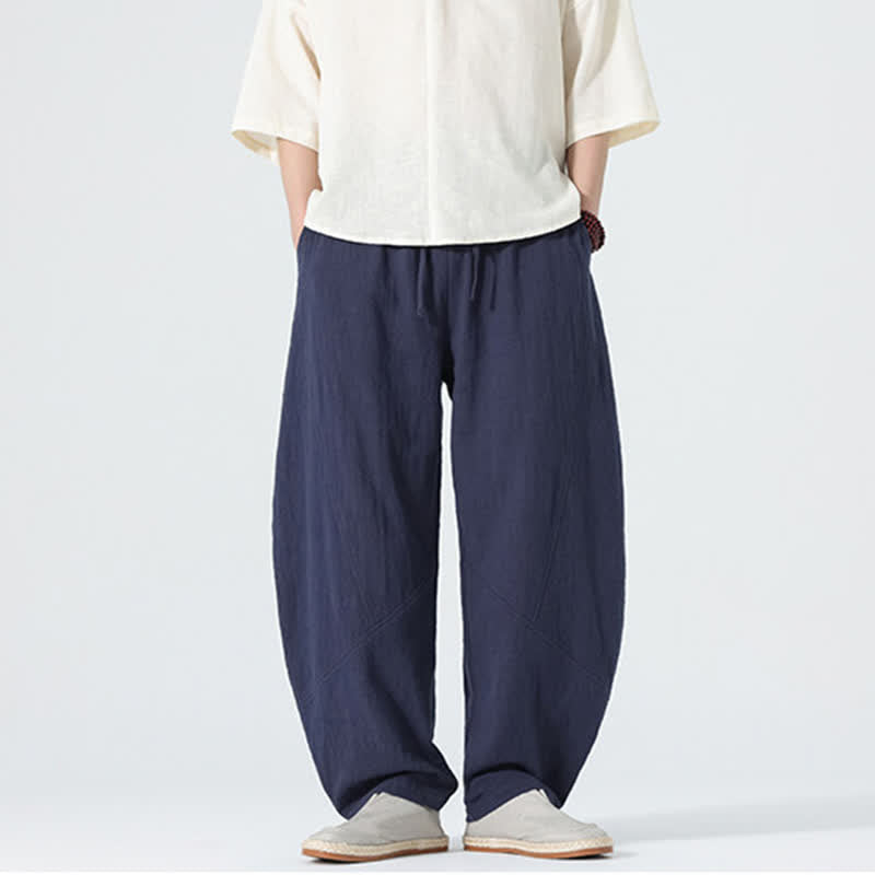 Buddha Stones Frühlingsfarbene Herren-Baumwollhose mit Kordelzug und Taschen - image 9