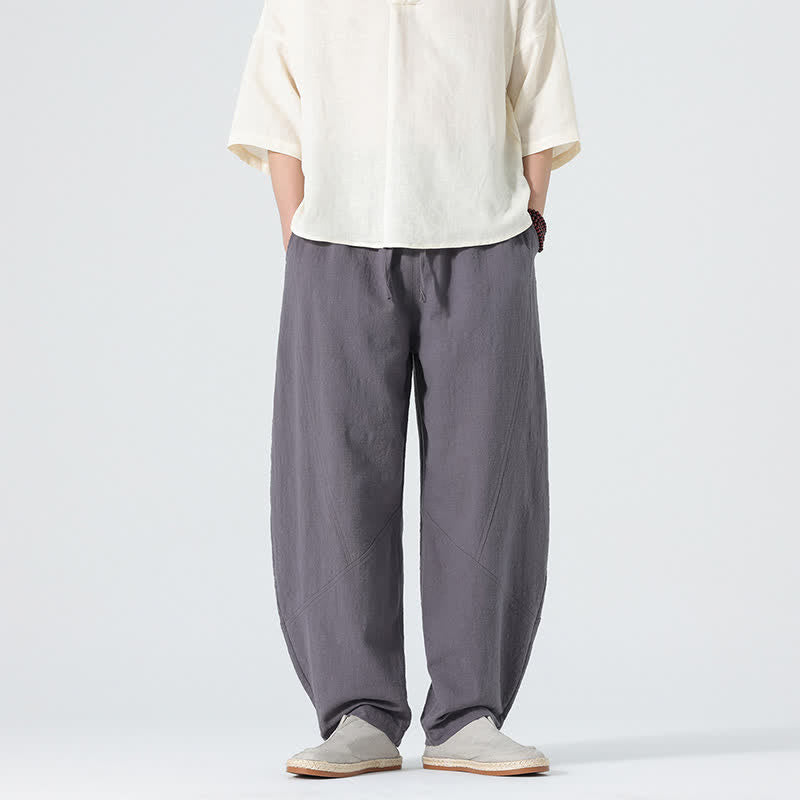 Buddha Stones Frühlingsfarbene Herren-Baumwollhose mit Kordelzug und Taschen - Grau - US/ UK/AU46, EU56 (5XL) - image 1