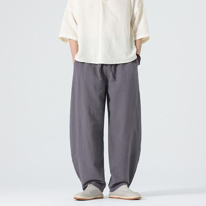 Buddha Stones Frühlingsfarbene Herren-Baumwollhose mit Kordelzug und Taschen - Grau - US/ UK/AU46, EU56 (5XL) - image 1