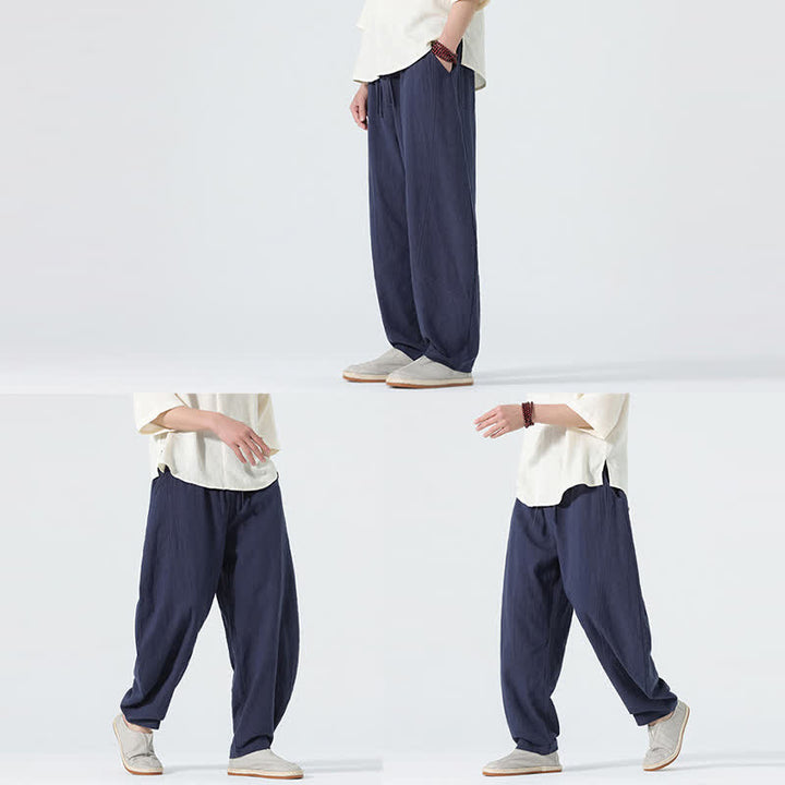 Buddha Stones Frühlingsfarbene Herren-Baumwollhose mit Kordelzug und Taschen - image 13