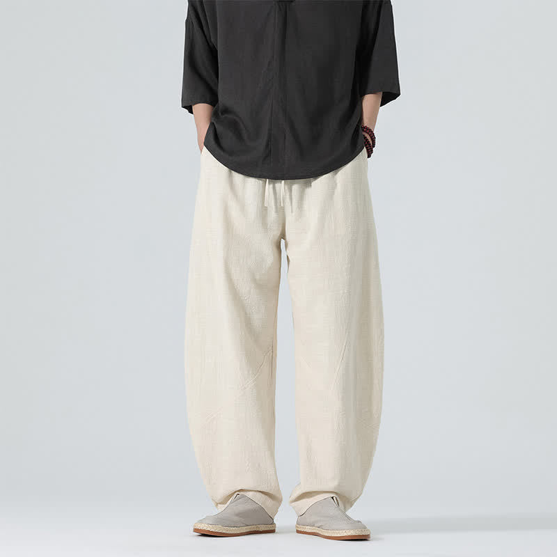 Buddha Stones Frühlingsfarbene Herren-Baumwollhose mit Kordelzug und Taschen - Beige - US/ UK/AU46, EU56 (5XL) - image 20