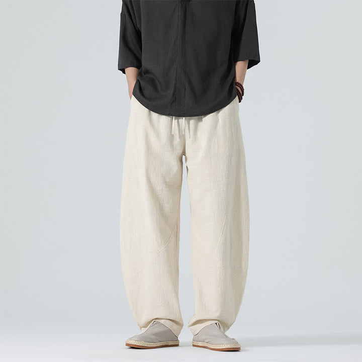Buddha Stones Frühlingsfarbene Herren-Baumwollhose mit Kordelzug und Taschen - Beige - US/ UK/AU46, EU56 (5XL) - image 20