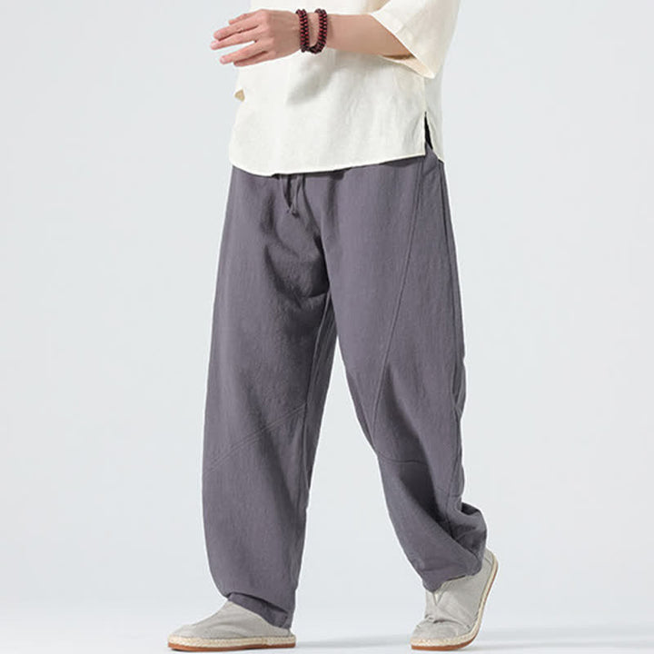 Buddha Stones Frühlingsfarbene Herren-Baumwollhose mit Kordelzug und Taschen - image 0