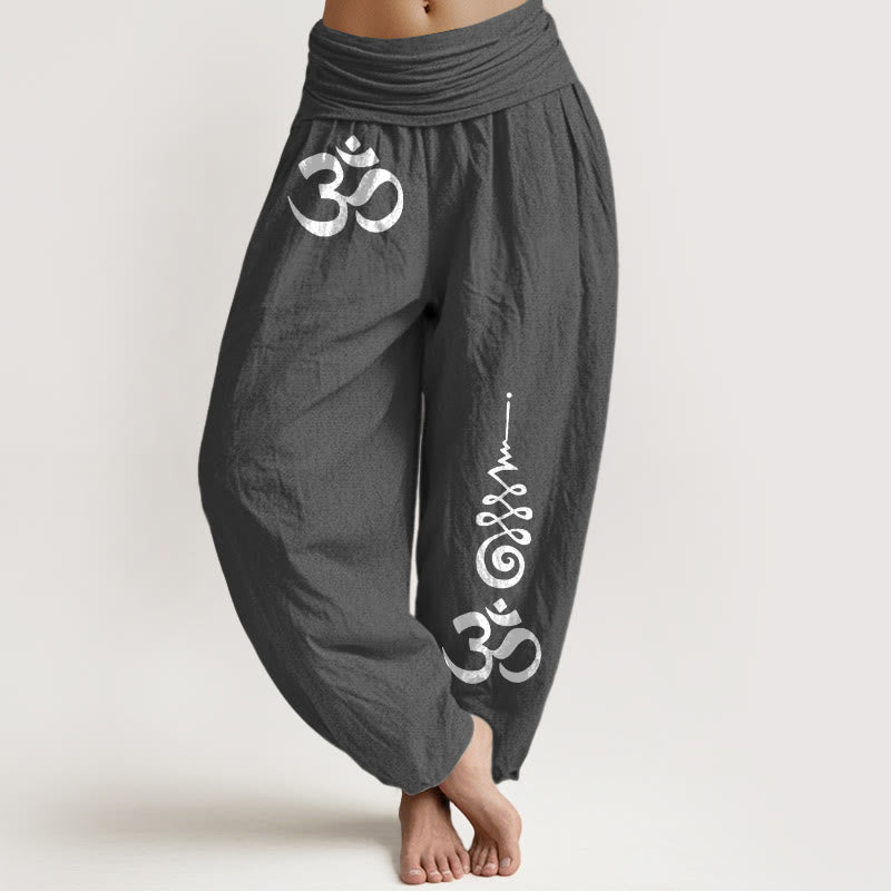 Buddha Stones Cotton Calm OM Energy Lines Muster Damen-Haremshose mit elastischem Bund - DimGray - US16, UK/AU20, EU48 (3XL) - image 8