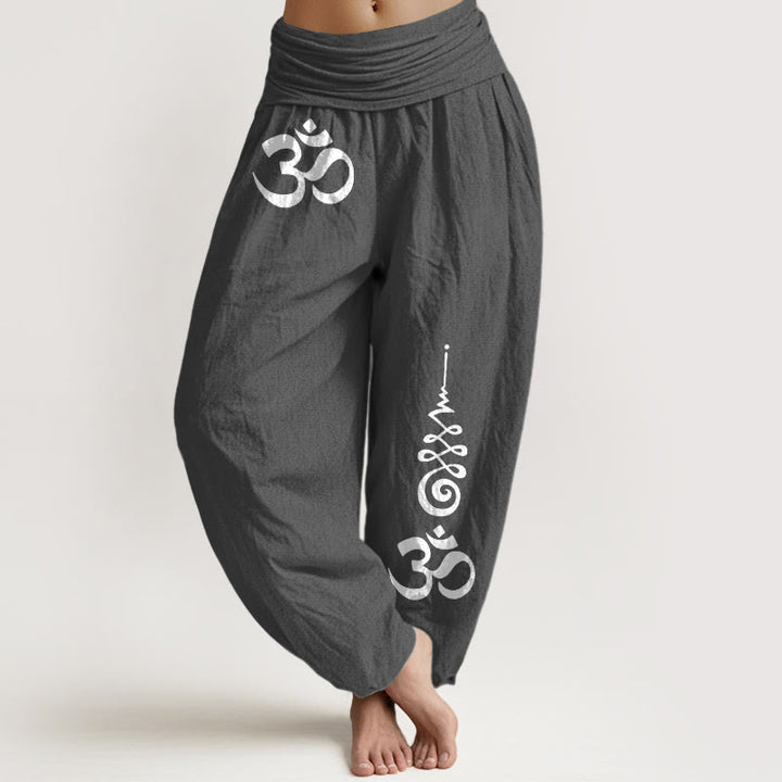 Buddha Stones Cotton Calm OM Energy Lines Muster Damen-Haremshose mit elastischem Bund - DimGray - US16, UK/AU20, EU48 (3XL) - image 8