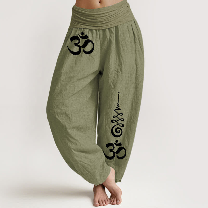 Buddha Stones Cotton Calm OM Energy Lines Muster Damen-Haremshose mit elastischem Bund - Olivgrün - US16, UK/AU20, EU48 (3XL) - image 14