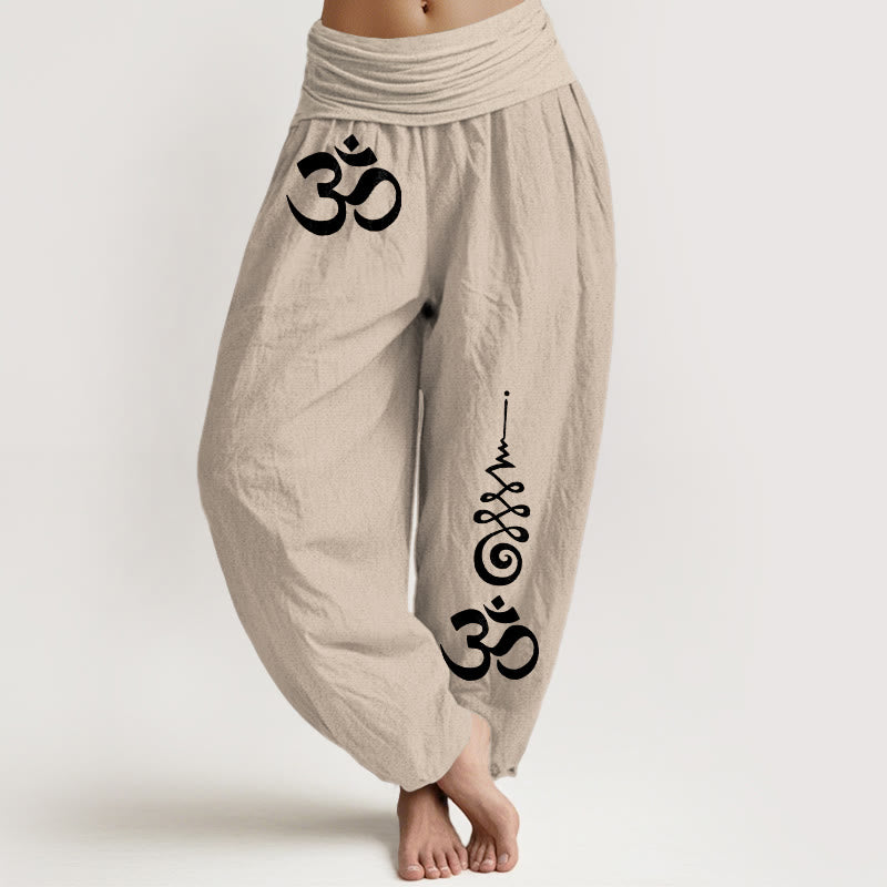 Buddha Stones Cotton Calm OM Energy Lines Muster Damen-Haremshose mit elastischem Bund - Bräunen - US16, UK/AU20, EU48 (3XL) - image 11