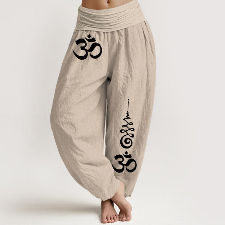 Buddha Stones Cotton Calm OM Energy Lines Muster Damen-Haremshose mit elastischem Bund - Bräunen - US16, UK/AU20, EU48 (3XL) - image 11