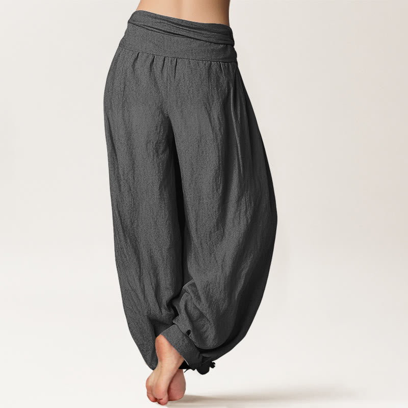 Buddha Stones Baumwoll-Haremshose mit Koi-Fisch-Lotusmuster und elastischem Bund für Damen. - image 10
