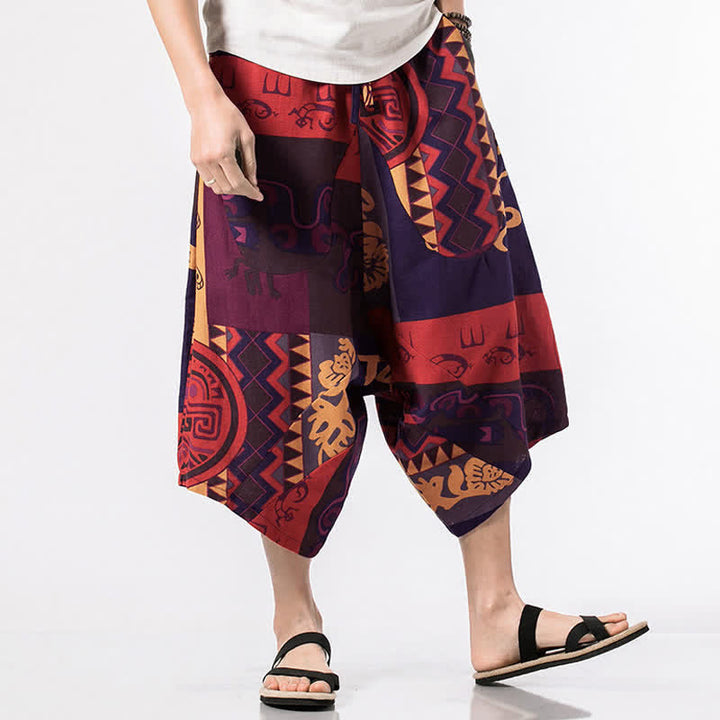 Buddha Stones Herren-Haremshose mit ethnischem Blumen- und geometrischem Muster, Länge 7-8 Zoll, mit Taschen - Geometrisch - US/UK/AU46, EU56 (5XL) - image 8