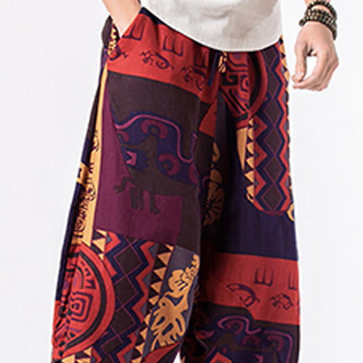 Buddha Stones Herren-Haremshose mit ethnischem Blumen- und geometrischem Muster, Länge 7-8 Zoll, mit Taschen - image 16