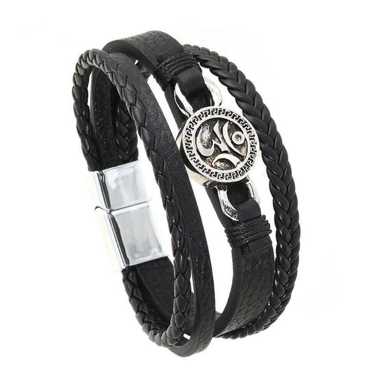 Buddha Stones ​​Om Rundes graviertes mehrlagiges geflochtenes Retro-Lederarmband - image 2
