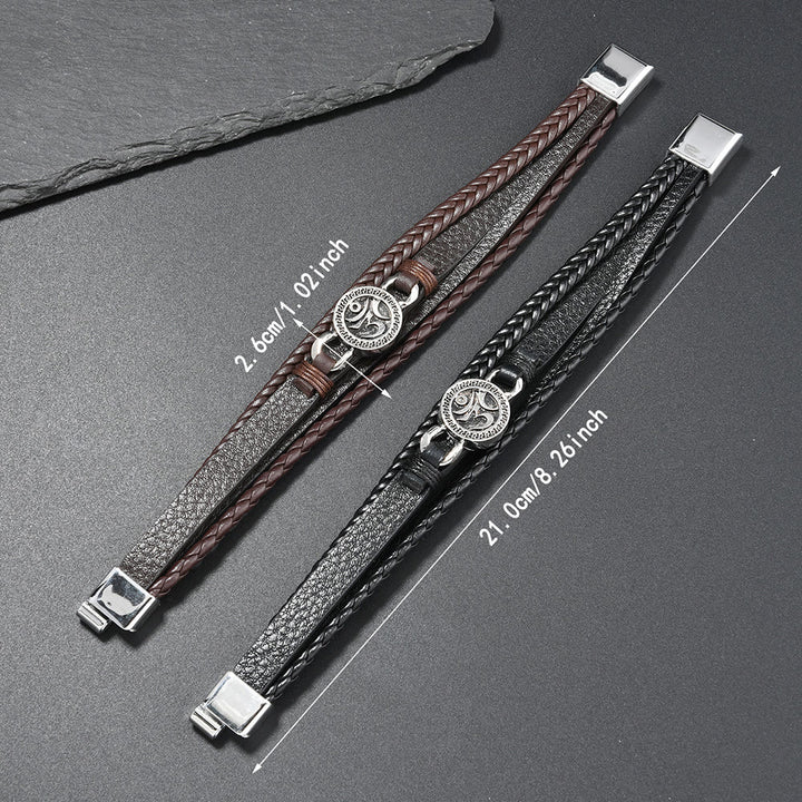 Buddha Stones ​​Om Rundes graviertes mehrlagiges geflochtenes Retro-Lederarmband - image 4