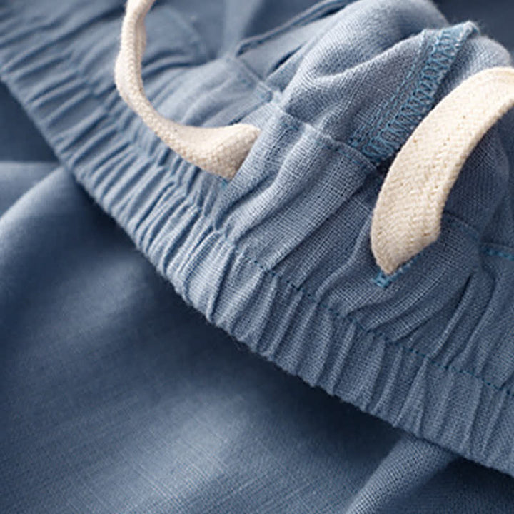 Buddha Stones Sommerliche, schlichte, elastische Hose mit zweifarbigen Bündchen, verkürztem Schnitt und Taschen für Damen - image 3