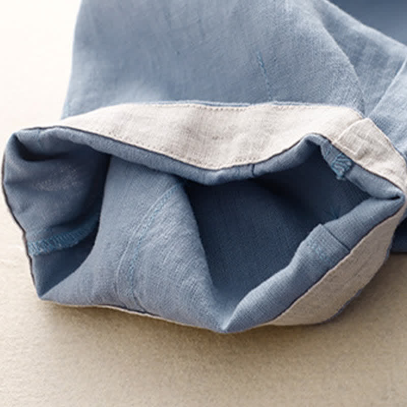 Buddha Stones Sommerliche, schlichte, elastische Hose mit zweifarbigen Bündchen, verkürztem Schnitt und Taschen für Damen - image 5