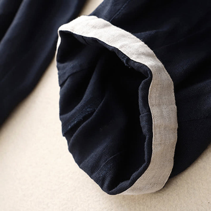 Buddha Stones Sommerliche, schlichte, elastische Hose mit zweifarbigen Bündchen, verkürztem Schnitt und Taschen für Damen - image 10