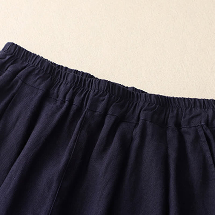 Buddha Stones Sommerliche, schlichte, elastische Hose mit zweifarbigen Bündchen, verkürztem Schnitt und Taschen für Damen - image 7