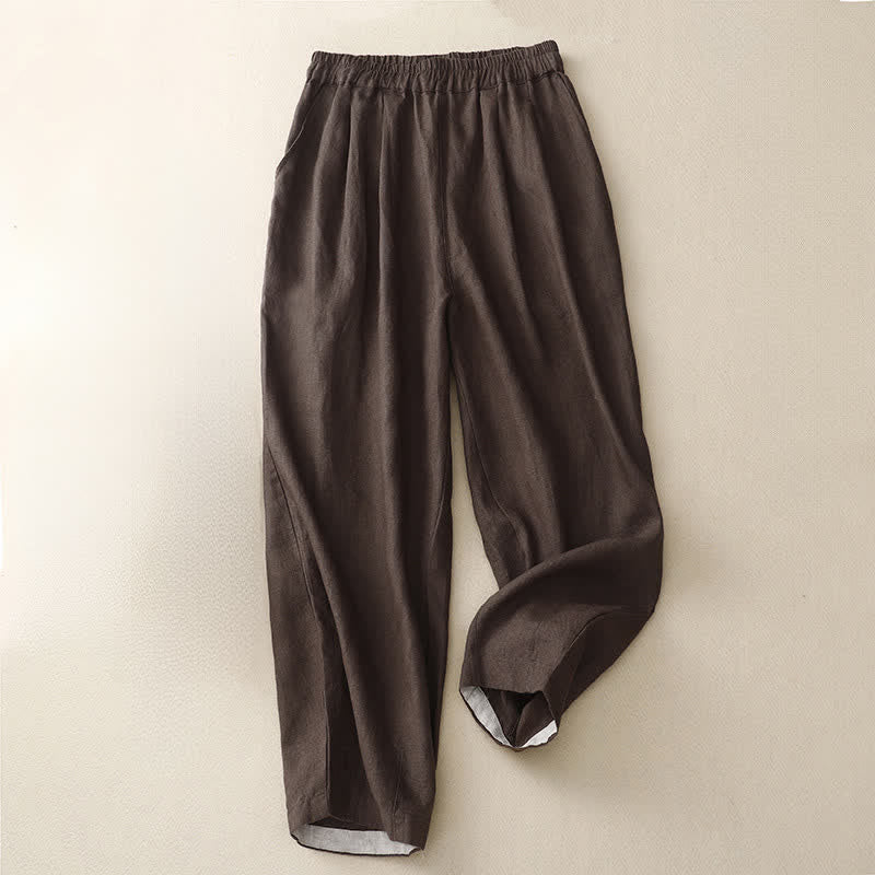 Buddha Stones Sommerliche, schlichte, elastische Hose mit zweifarbigen Bündchen, verkürztem Schnitt und Taschen für Damen - image 11