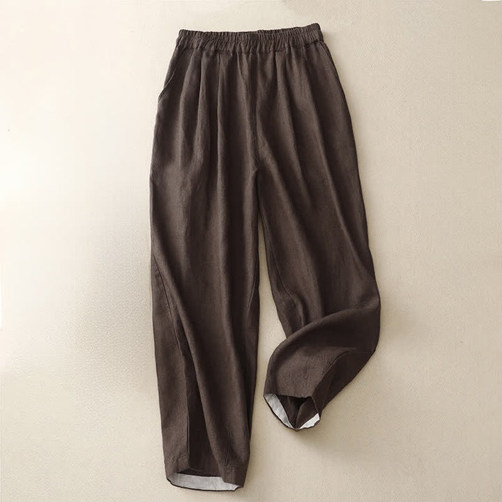 Buddha Stones Sommerliche, schlichte, elastische Hose mit zweifarbigen Bündchen, verkürztem Schnitt und Taschen für Damen - image 11