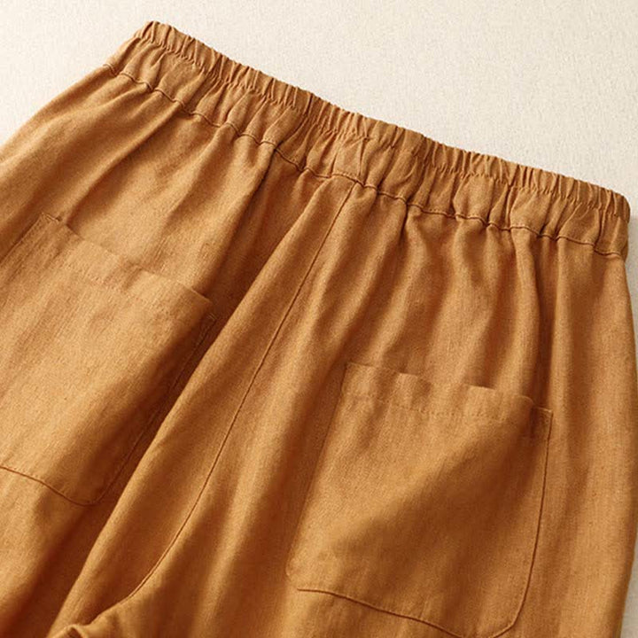 Buddha Stones Sommerliche, schlichte, elastische Hose mit zweifarbigen Bündchen, verkürztem Schnitt und Taschen für Damen - image 19