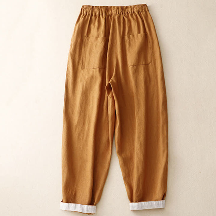 Buddha Stones Sommerliche, schlichte, elastische Hose mit zweifarbigen Bündchen, verkürztem Schnitt und Taschen für Damen - image 17