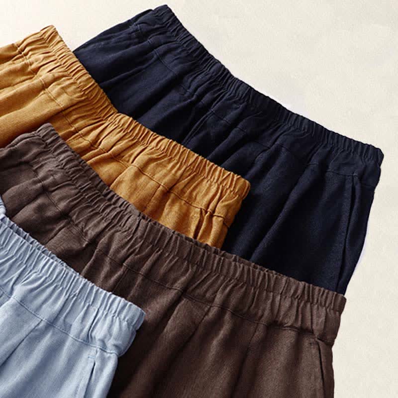 Buddha Stones Sommerliche, schlichte, elastische Hose mit zweifarbigen Bündchen, verkürztem Schnitt und Taschen für Damen - image 27