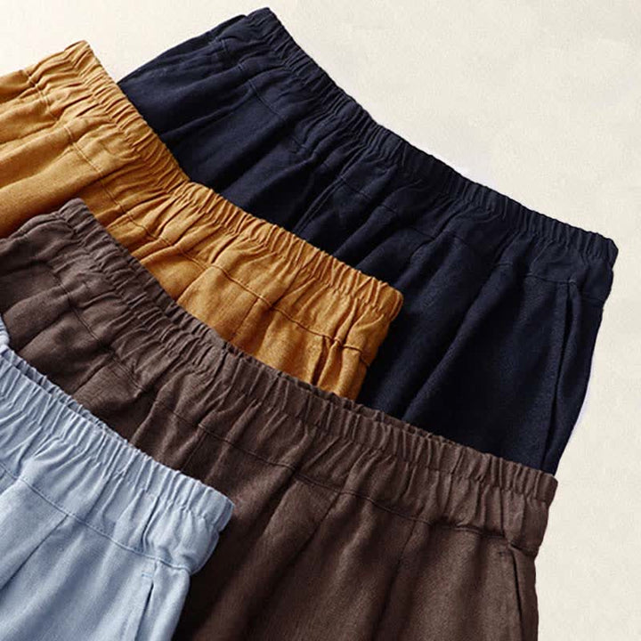 Buddha Stones Sommerliche, schlichte, elastische Hose mit zweifarbigen Bündchen, verkürztem Schnitt und Taschen für Damen - image 27
