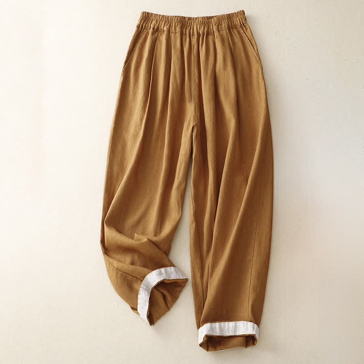 Buddha Stones Sommerliche, schlichte, elastische Hose mit zweifarbigen Bündchen, verkürztem Schnitt und Taschen für Damen - image 16