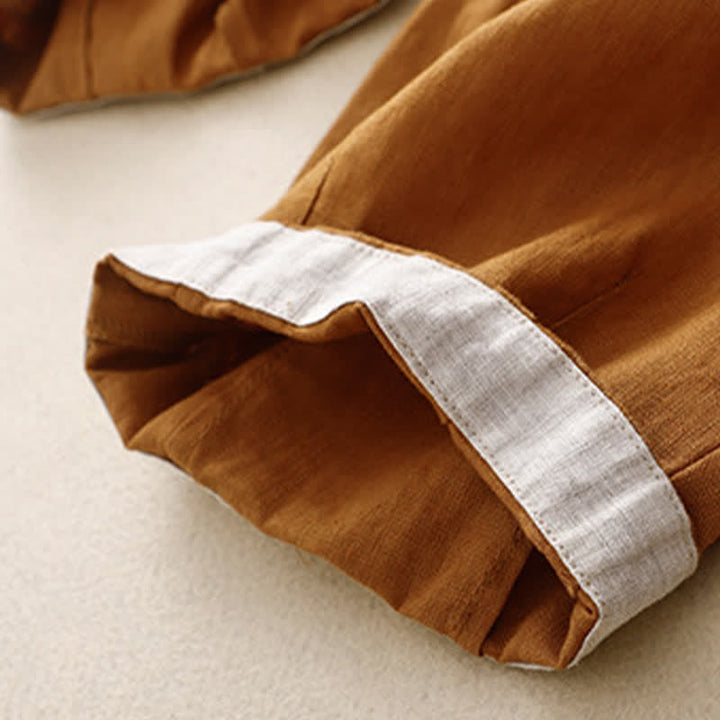 Buddha Stones Sommerliche, schlichte, elastische Hose mit zweifarbigen Bündchen, verkürztem Schnitt und Taschen für Damen - image 24