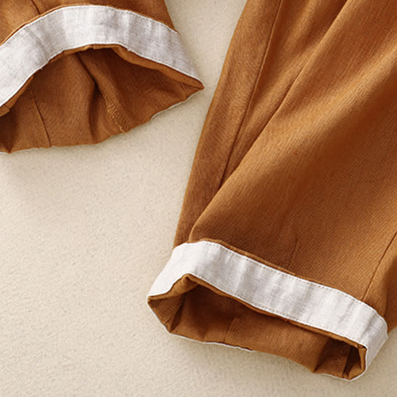 Buddha Stones Sommerliche, schlichte, elastische Hose mit zweifarbigen Bündchen, verkürztem Schnitt und Taschen für Damen - image 25