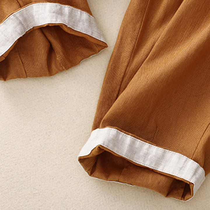 Buddha Stones Sommerliche, schlichte, elastische Hose mit zweifarbigen Bündchen, verkürztem Schnitt und Taschen für Damen - image 25