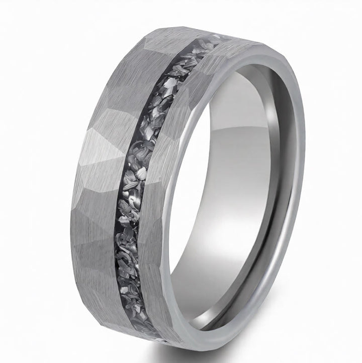 Buddha Stones Wolframstahl-Ring mit gehämmerter Textur - image 3