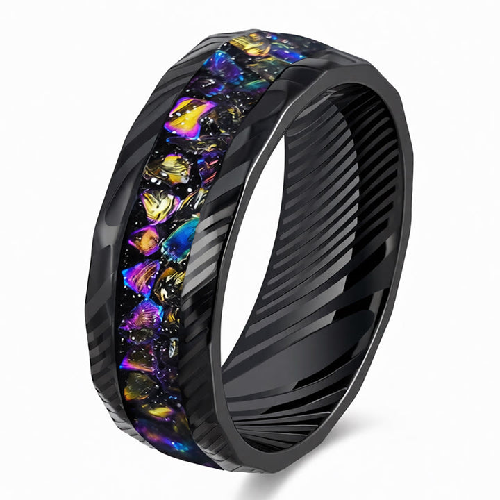 Buddha Stones Ring aus Titanstahl mit facettiertem Naturstein-Inlay - Bunt - 21,4 mm - image 6