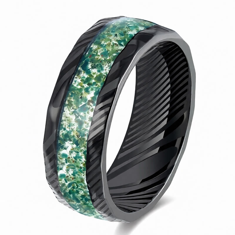 Buddha Stones Ring aus Titanstahl mit facettiertem Naturstein-Inlay - image 3