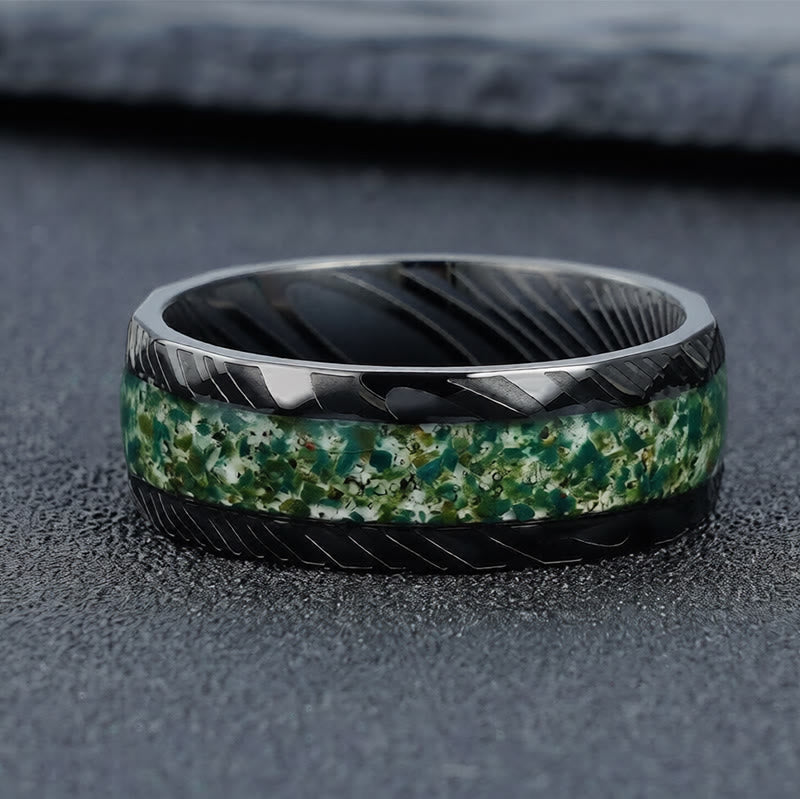 Buddha Stones Ring aus Titanstahl mit facettiertem Naturstein-Inlay - image 1