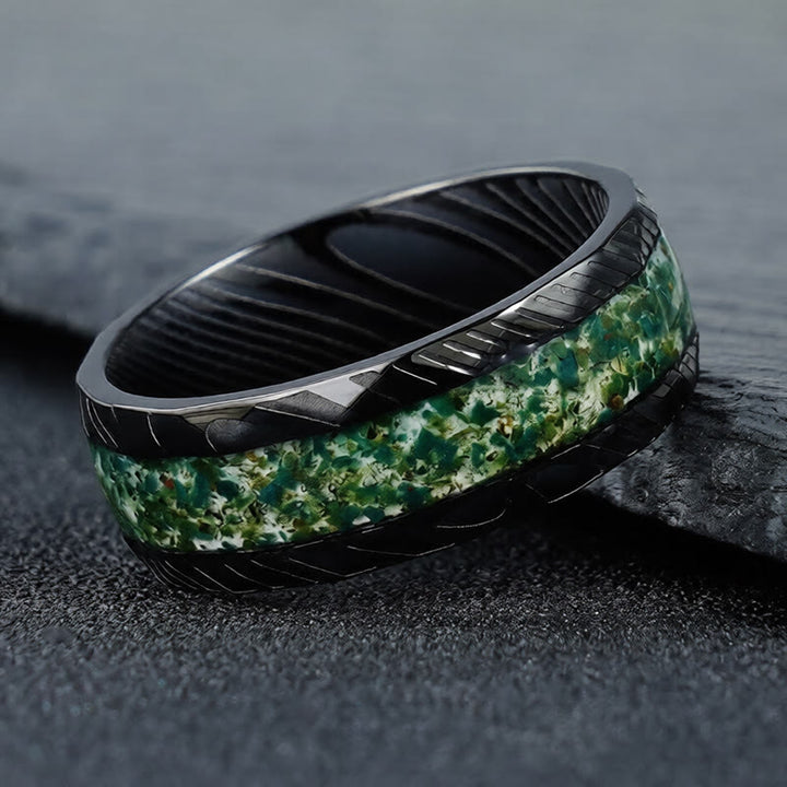 Buddha Stones Ring aus Titanstahl mit facettiertem Naturstein-Inlay - image 2
