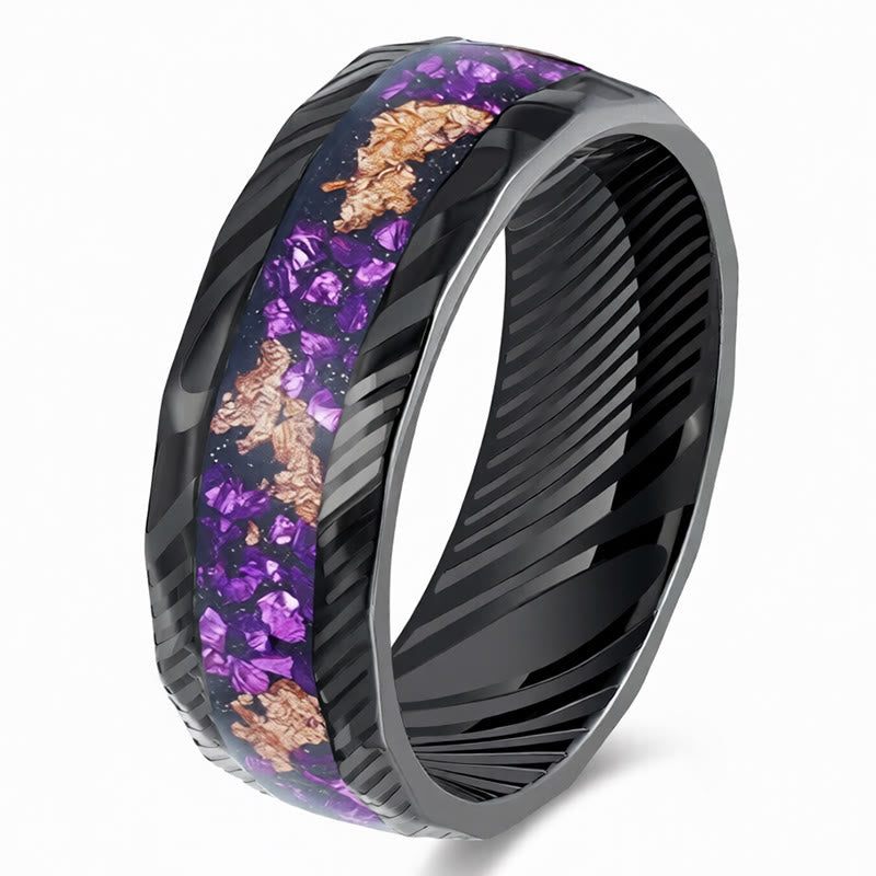 Buddha Stones Ring aus Titanstahl mit facettiertem Naturstein-Inlay - Dunkelviolett - 21,4 mm - image 7